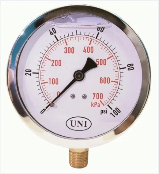 UNI Stainless Steel Oil filled Pressure Gauge Fig. PG200